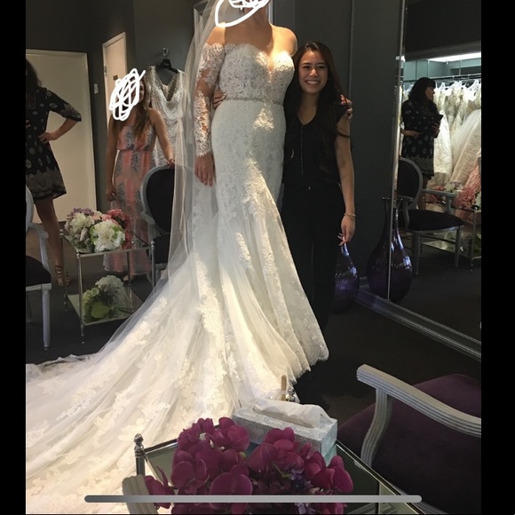 NEW UNWORN UNALTERED PRONOVIAS DRILIA WEDDING DRESS MERMAID LACE - Picture 3 of 13